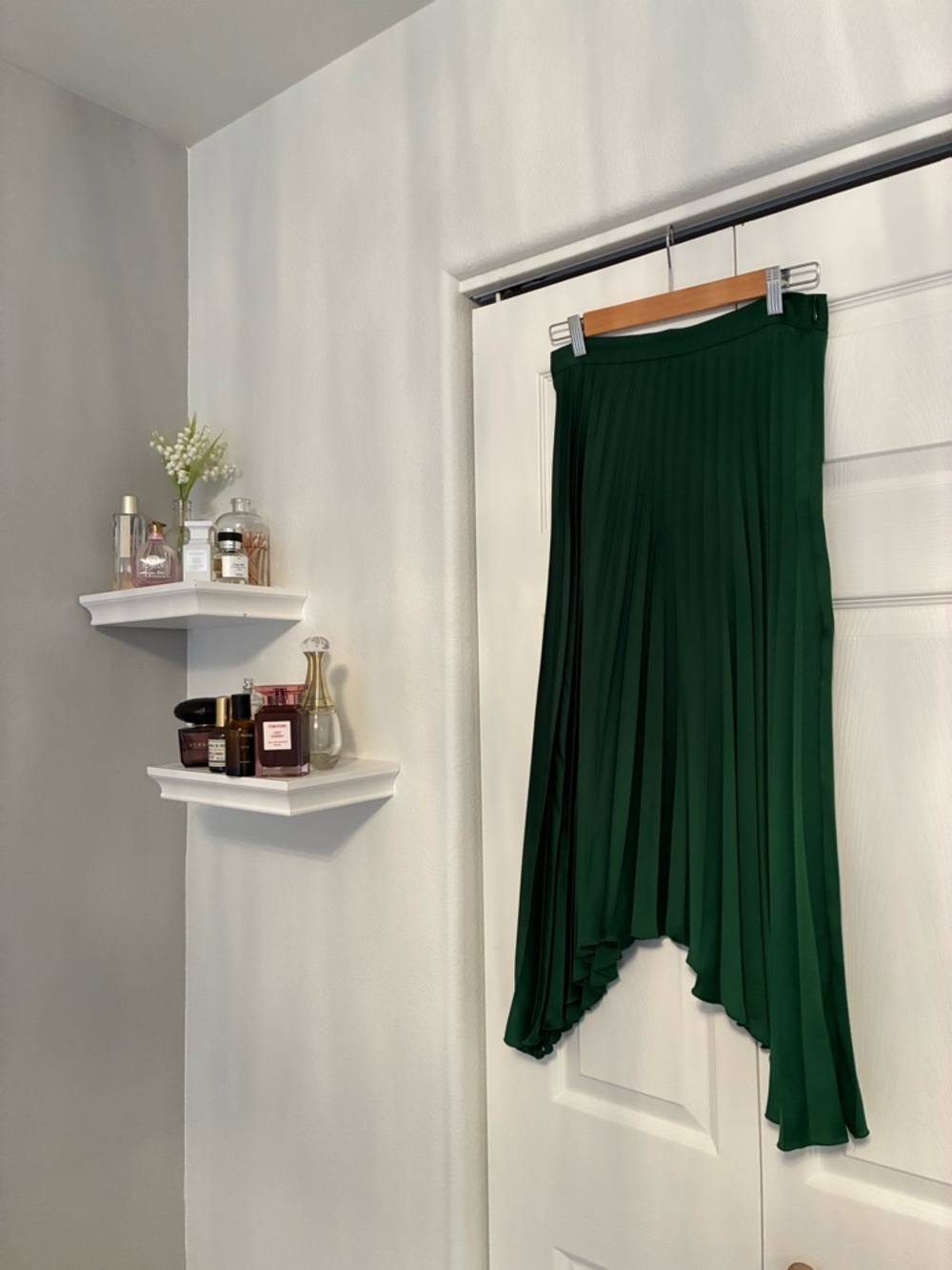 Banana Republic Dark Green Pleated Asymmetrical Midi Skirt